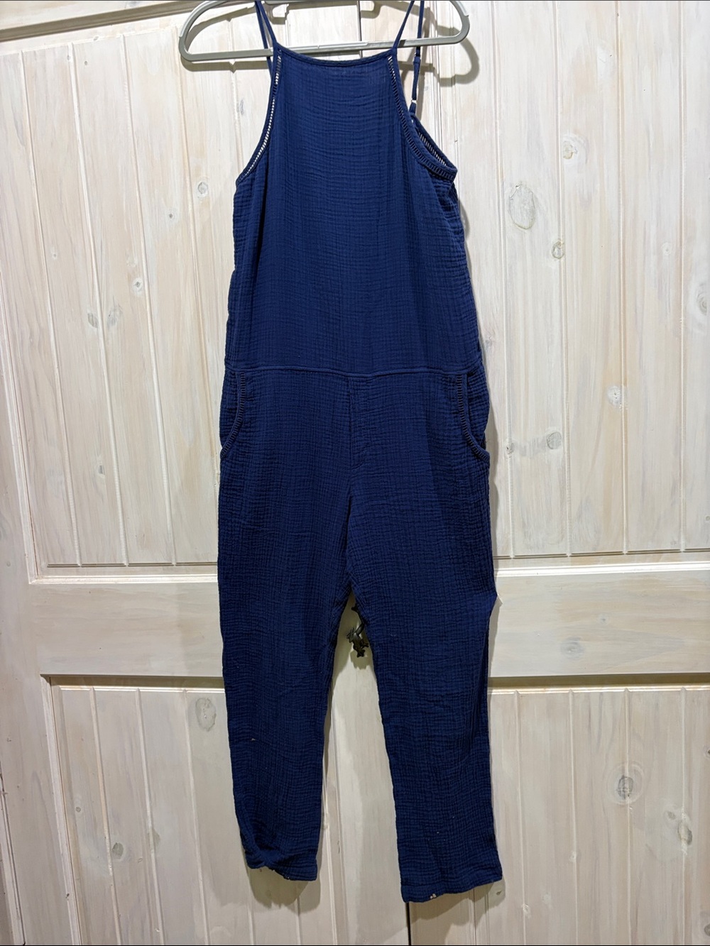 Cloth and Stone Women's Navy Blue Cotton Jumpsuit